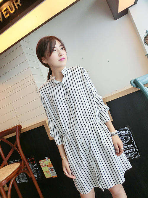 Classy Stripe Dress/Jacket (Elastic Waist)